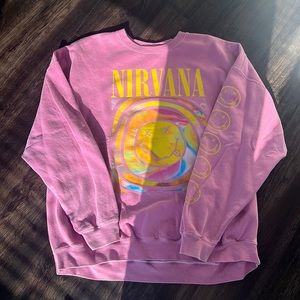 Pink L/XL nirvana crew neck
